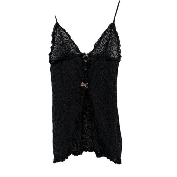 women's victoria secret VS The Lacie Babydoll Black Cheetah Bow Size Medium M‎ - Picture 2 of 7
